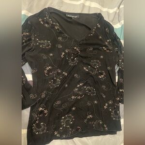 BIG SALE(5 for $20)- SM New York Black Floral Top